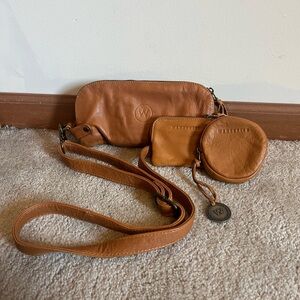 Wanderers Travel Co Camel Mini Venetian Crossbody/Wristlet and Mini Pouches Set